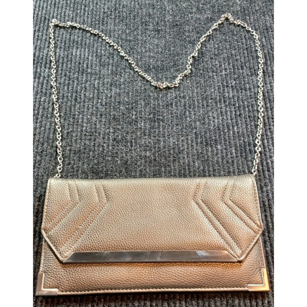 Silpada Elegant Metallic‎ Chain Clutch Crossbody, removable chain, purple lining
